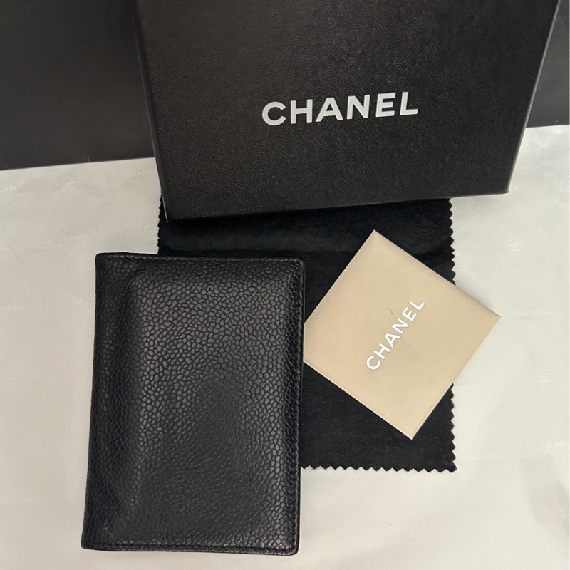 Chanel (黑荔枝皮大雙C logo)*票據夾*卡套👩🏻🦰二手古董 Vintage保存品-10