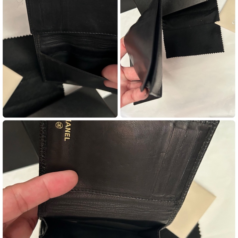 Chanel (黑荔枝皮大雙C logo)*票據夾*卡套👩🏻🦰二手古董 Vintage保存品-13