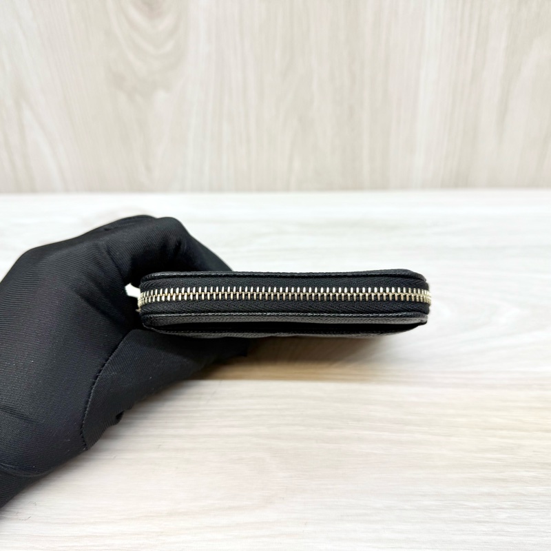 CHANEL皮夾黑色荔枝皮淡金釦四層卡零錢吐司包/AP2061-5