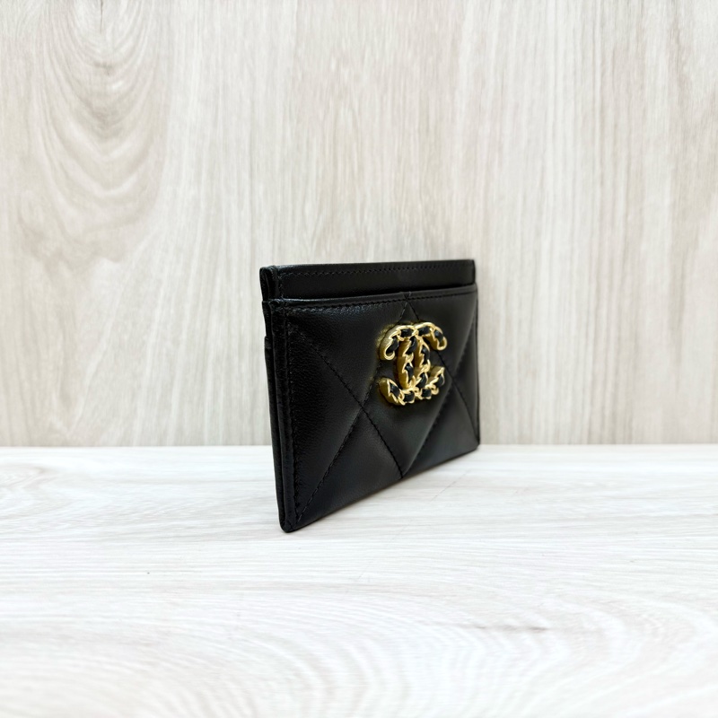 CHANEL黑色羊皮19系列卡夾AP1167-3