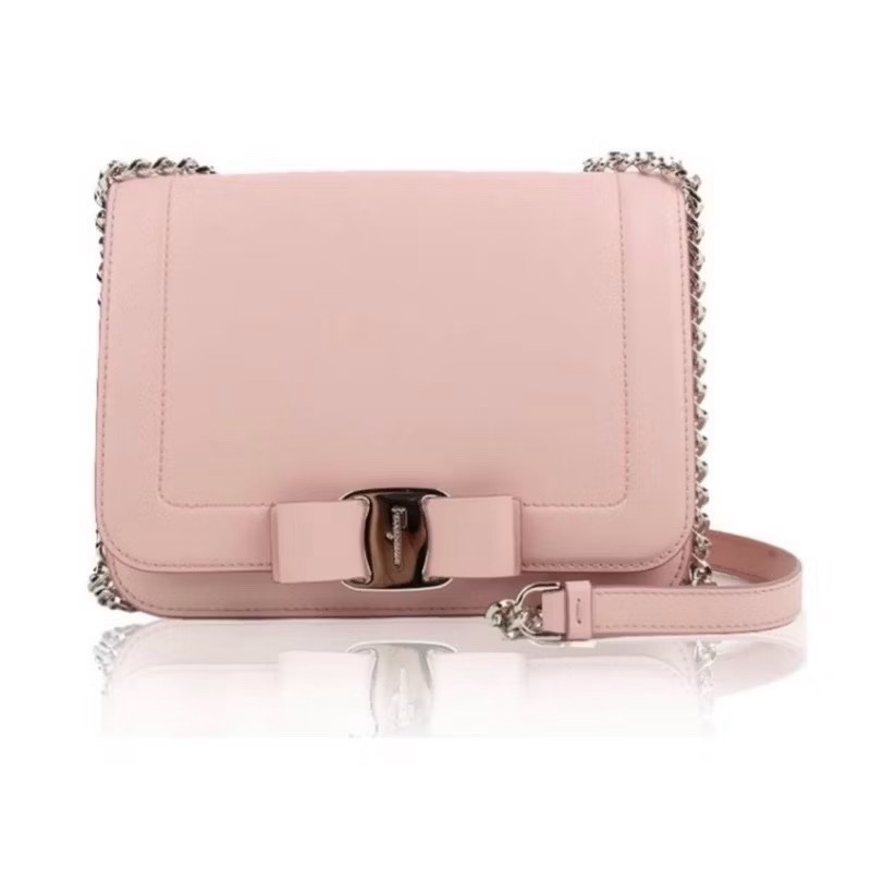 SalvatoreFerragamo,25cm牛皮肩背鍊包乾燥玫瑰粉色,-5