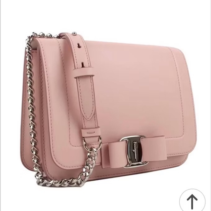 SalvatoreFerragamo,25cm牛皮肩背鍊包乾燥玫瑰粉色,-6