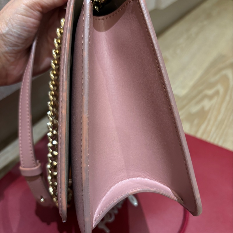 SalvatoreFerragamo,25cm牛皮肩背鍊包乾燥玫瑰粉色,-9