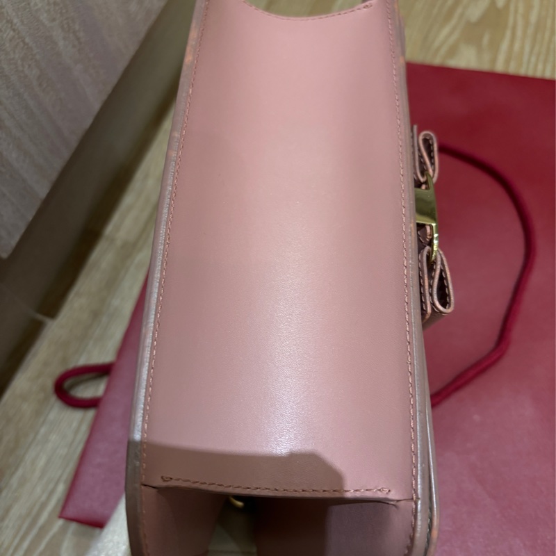 SalvatoreFerragamo,25cm牛皮肩背鍊包乾燥玫瑰粉色,-10