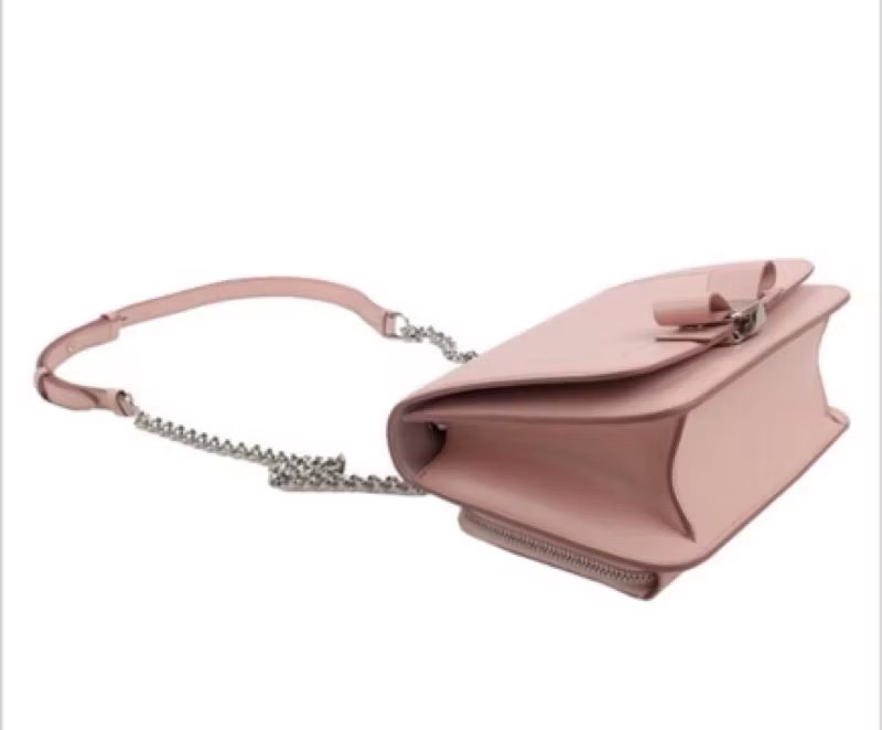 SalvatoreFerragamo,25cm牛皮肩背鍊包乾燥玫瑰粉色,-12