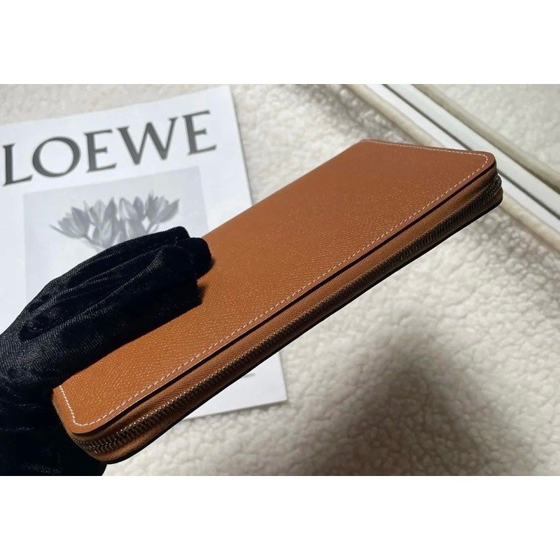 💕Hermes 愛馬仕經典絲巾長夾/金棕金/全新閒置美品-3