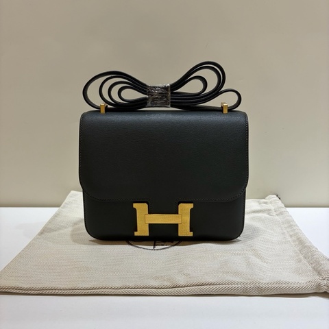愛馬仕 Hermes 康康19 constance 金扣松柏綠 ev皮 X刻 近黑色 康康mini9有尘袋
