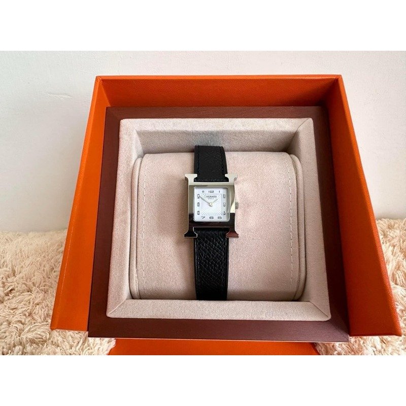 🤩Hermes愛馬仕 heure H 黑銀手錶/PM/全新美品-0