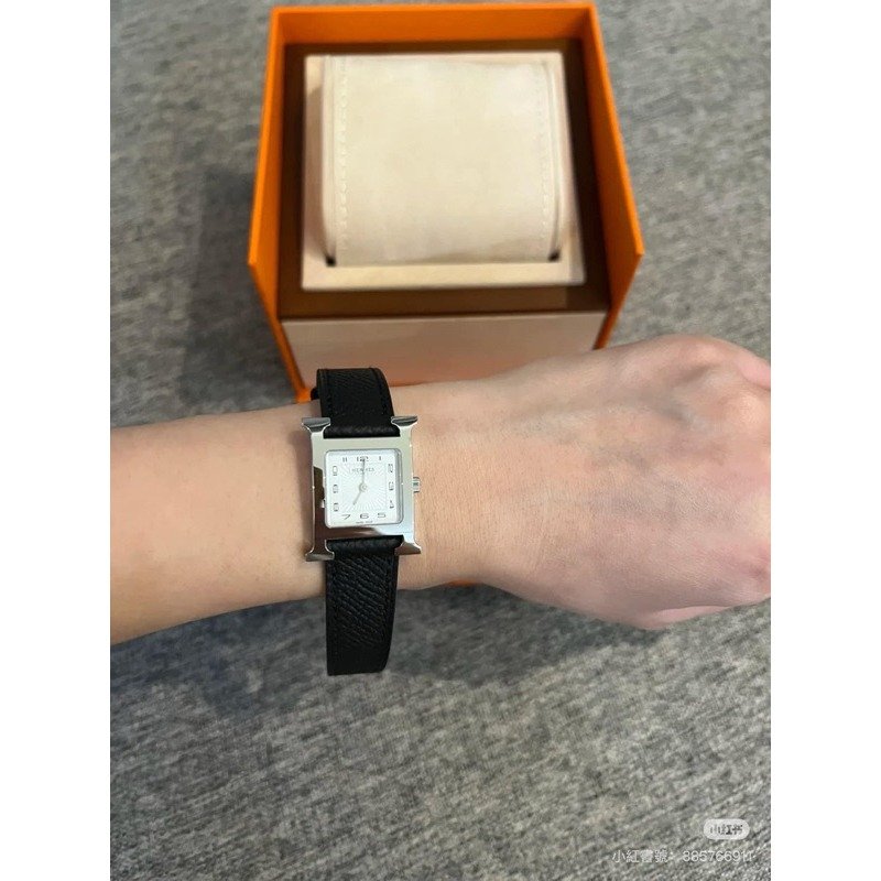 🤩Hermes愛馬仕 heure H 黑銀手錶/PM/全新美品-2