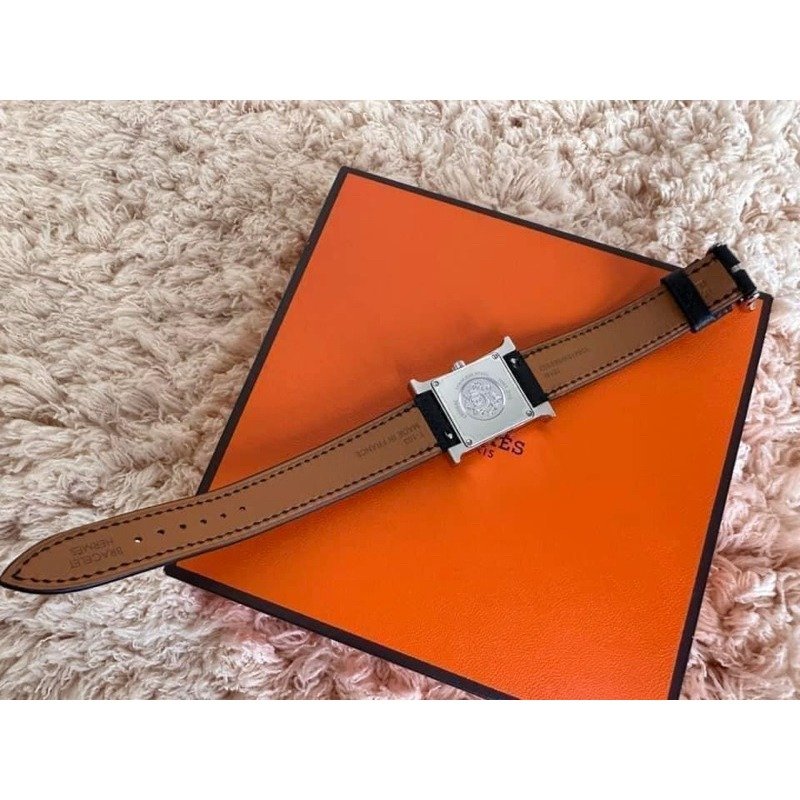🤩Hermes愛馬仕 heure H 黑銀手錶/PM/全新美品-3