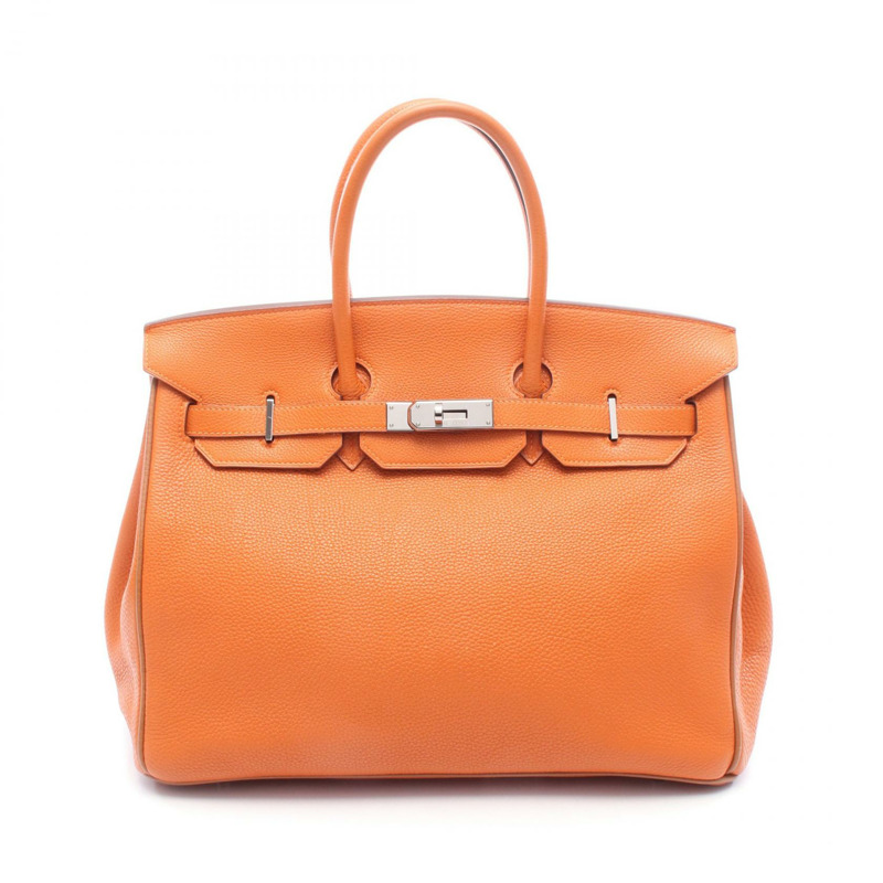 愛馬仕 Birkin 35 手提包 Togo 皮革 Potiron 橙色 金色 SHW 二手 女士-0
