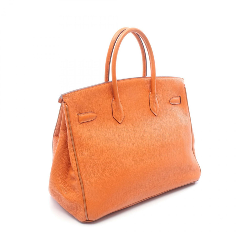 愛馬仕 Birkin 35 手提包 Togo 皮革 Potiron 橙色 金色 SHW 二手 女士-1