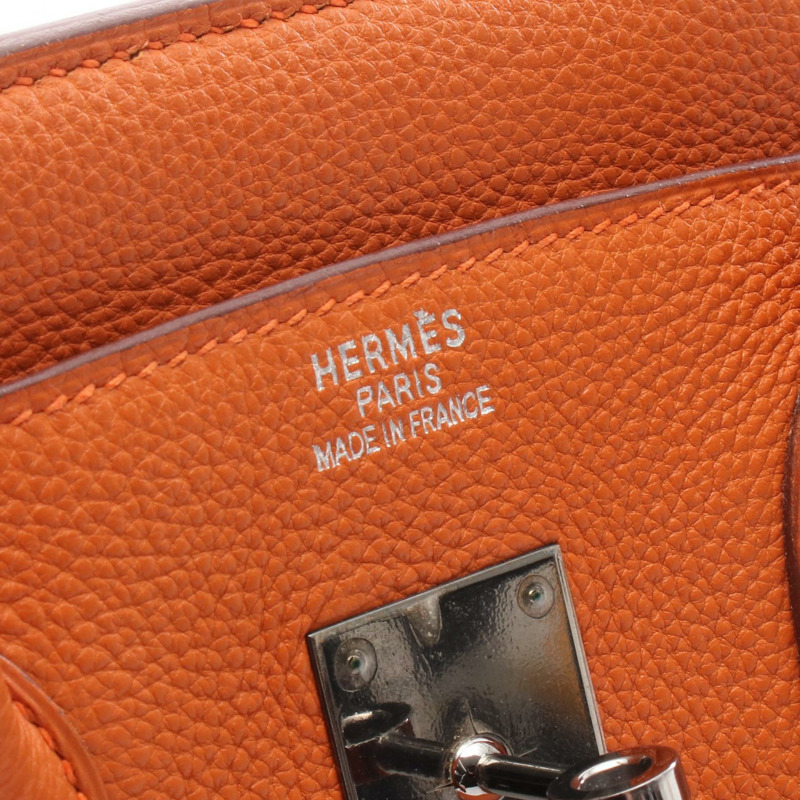 愛馬仕 Birkin 35 手提包 Togo 皮革 Potiron 橙色 金色 SHW 二手 女士-3