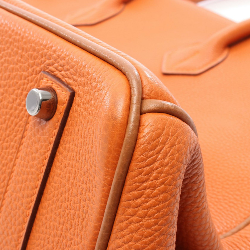 愛馬仕 Birkin 35 手提包 Togo 皮革 Potiron 橙色 金色 SHW 二手 女士-10