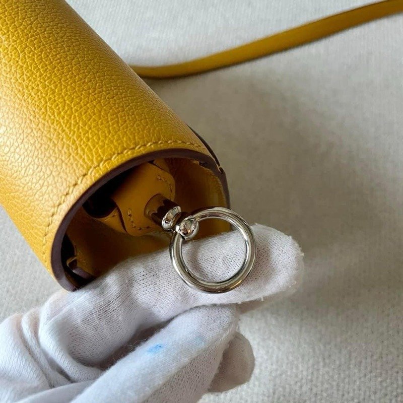 💕Hermes 愛馬仕mini Roulis 豬鼻包 琥珀黃/98新美品-3