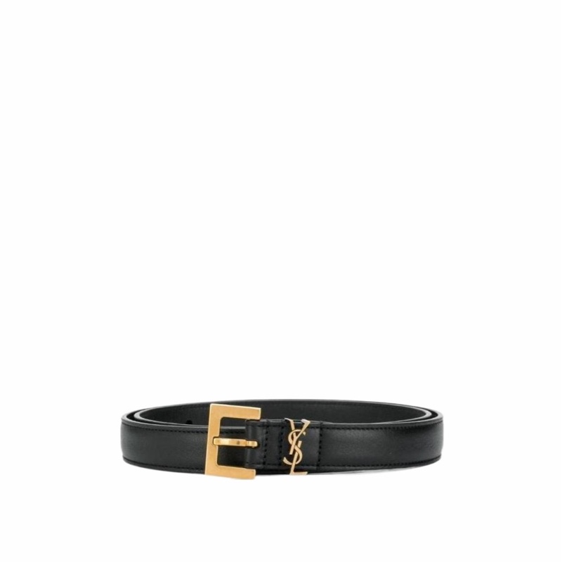Saint Laurent 女士 MONOGRAM光面方扣窄腰帶65 70 75 80 85 90 95 100 105碼2cm-1