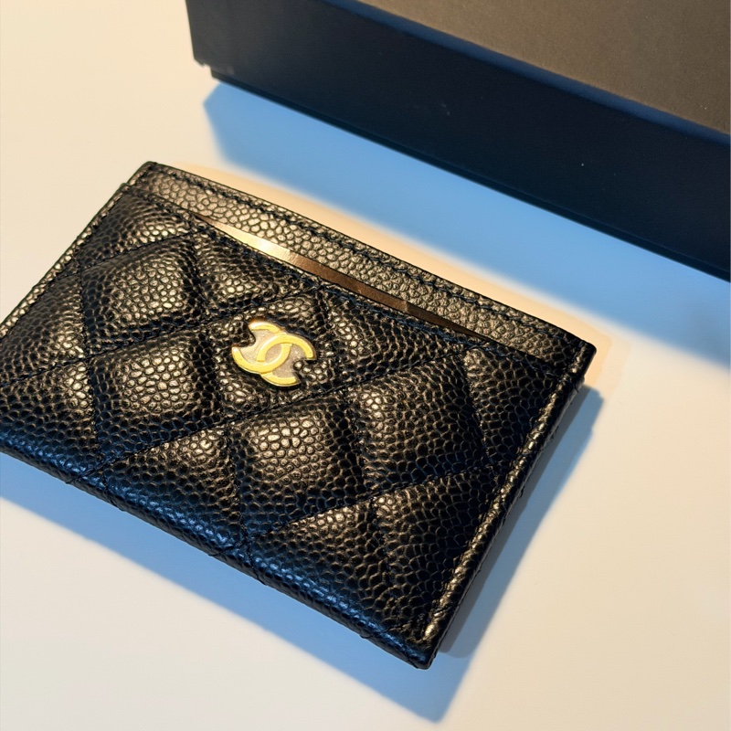 CHANEL 香奈兒 經典卡夾 黑色 荔枝皮 金扣-2