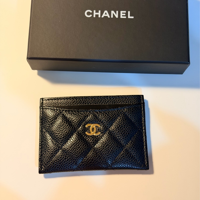 CHANEL 香奈兒 經典卡夾 黑色 荔枝皮 金扣-3