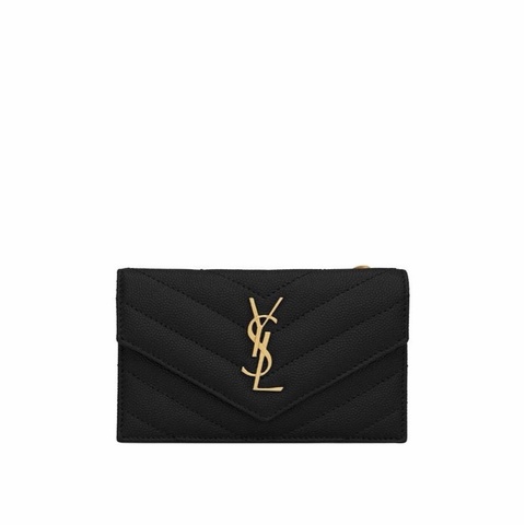 Saint Laurent 女士 CASSANDRE  MATELASSÉ FRAGMENTS絎縫粒面壓印皮革翻蓋卡包均碼碼13 X 2 X 8 CM