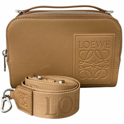 Loewe羅威 062343 Mini Camera Bag相機包 小牛皮 焦糖色 銀釦