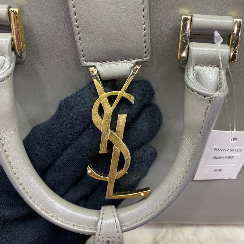 YSL Cabas 手提側背包(灰)-17