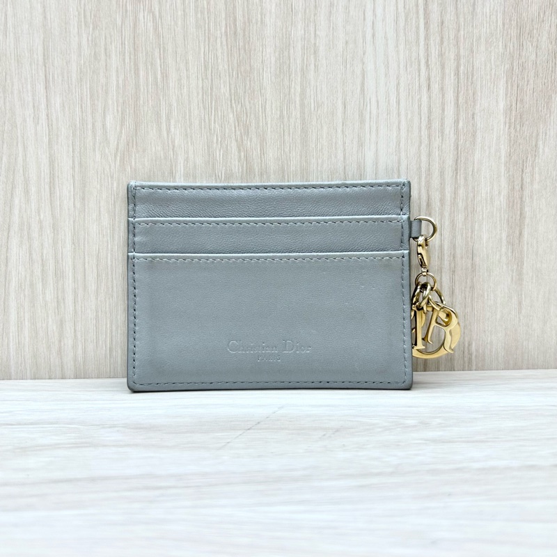 Dior 灰色羊皮LADY DIOR CARD Holder卡包-1