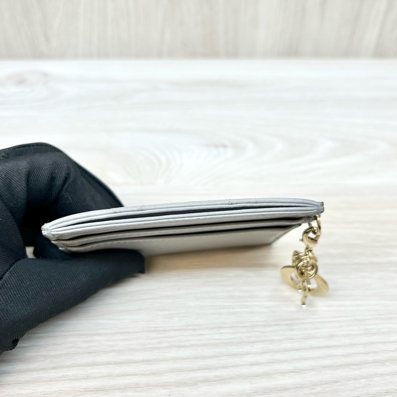 Dior 灰色羊皮LADY DIOR CARD Holder卡包-9