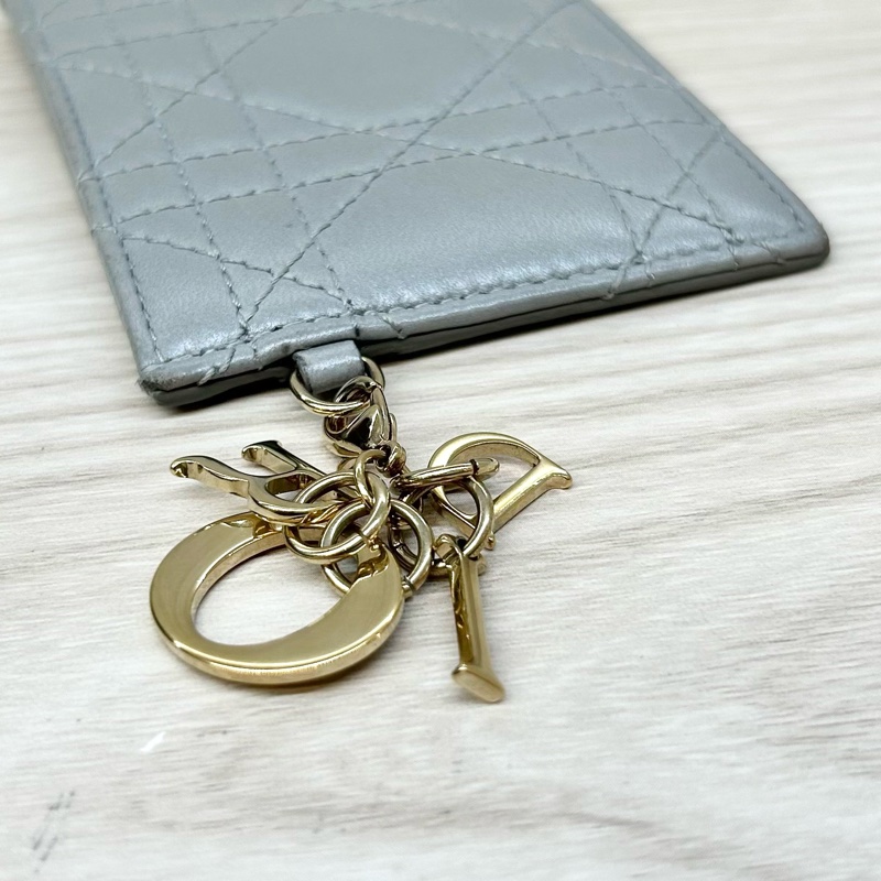 Dior 灰色羊皮LADY DIOR CARD Holder卡包-10