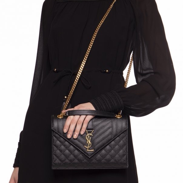 Saint Laurent 女士 ENVELOPE 絎縫紋理真皮包均碼碼中號、24cm*6cm*17.5cm-4