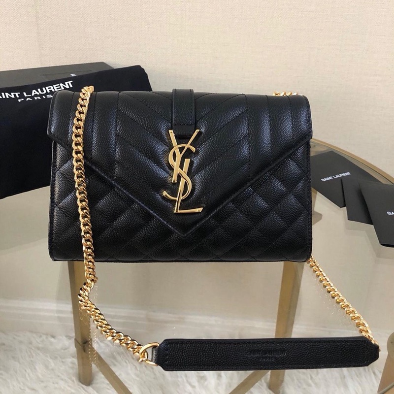 Saint Laurent 女士 ENVELOPE 絎縫紋理真皮包均碼碼中號、24cm*6cm*17.5cm-5