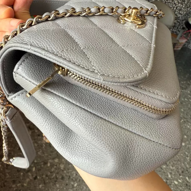 Chanel 荔枝皮灰金郵差小號 芯片款-3