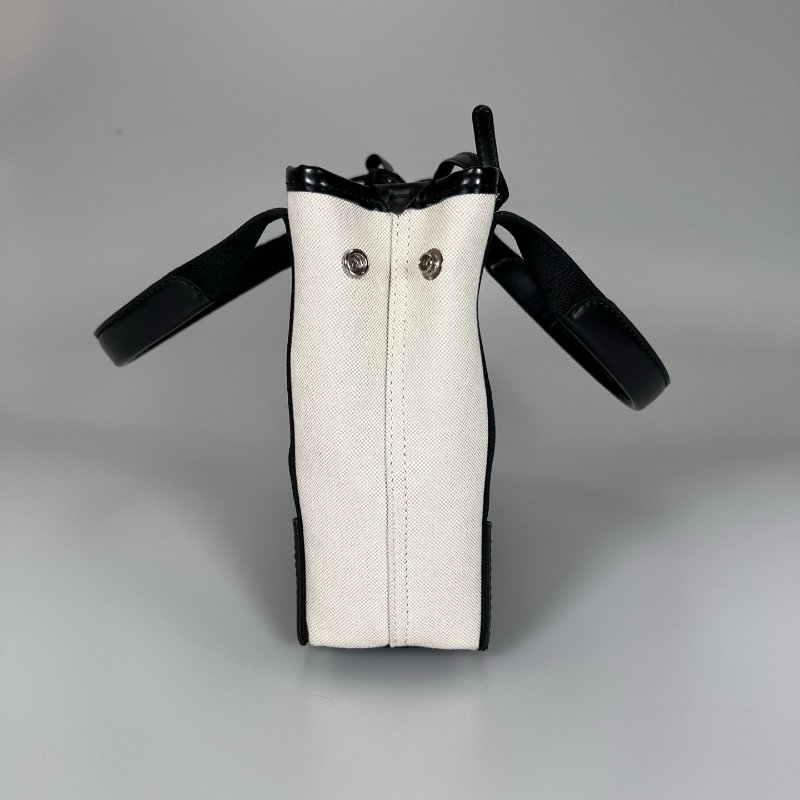 BALENCIAGA 390346 黑拚白色帆布Cabas包 XS-3