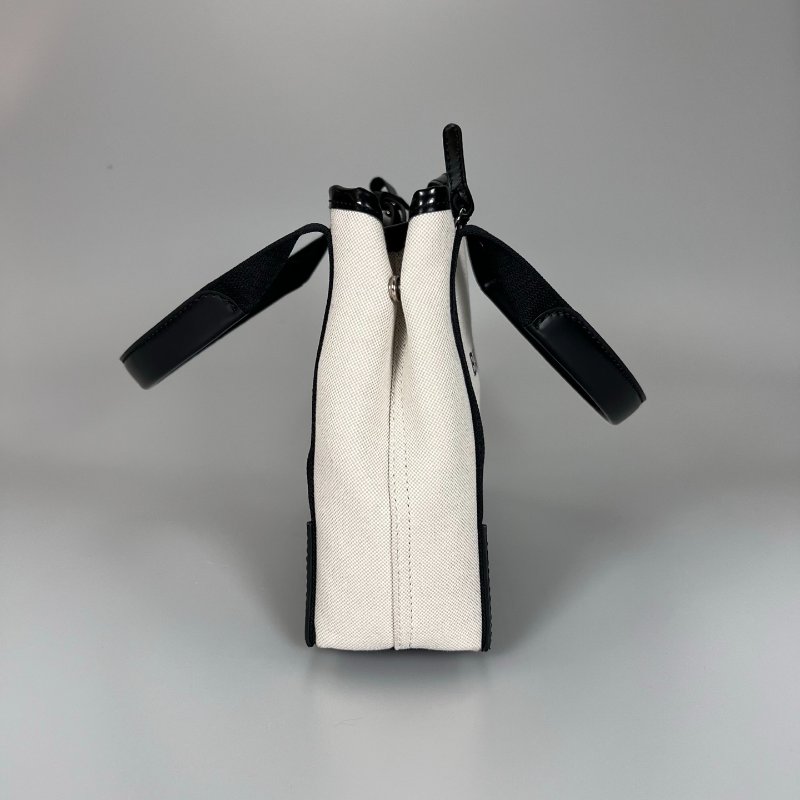 BALENCIAGA 390346 黑拚白色帆布Cabas包 XS-4