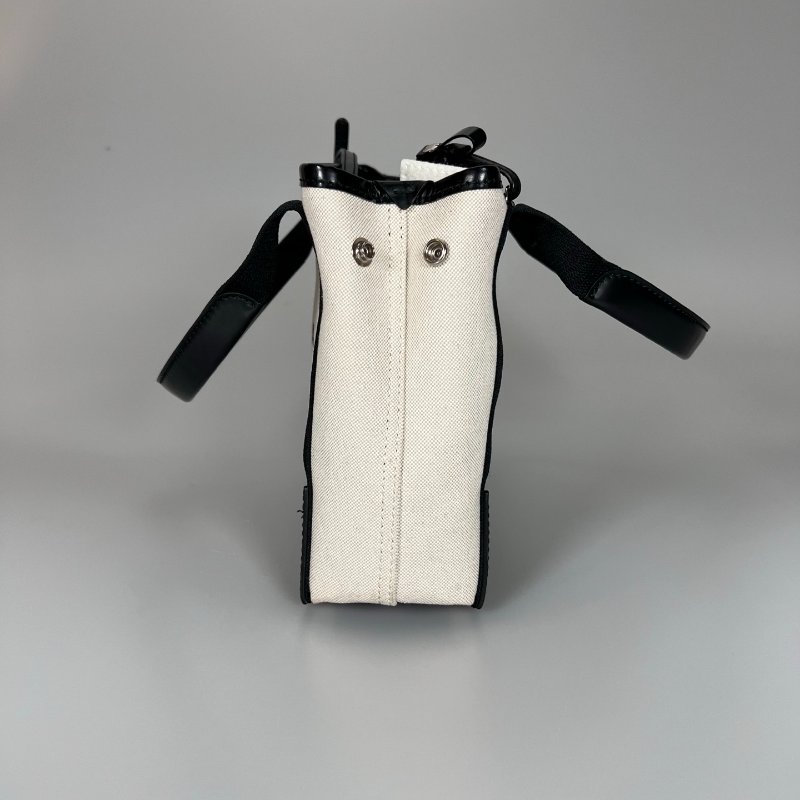 BALENCIAGA 390346 黑拚白色帆布Cabas包 XS-5