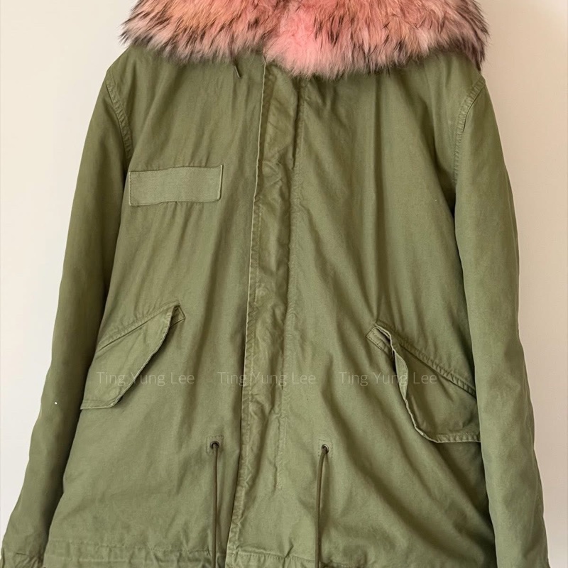 奢華品牌Mr & Mrs Italy 粉紅色貂毛綠色外套-1