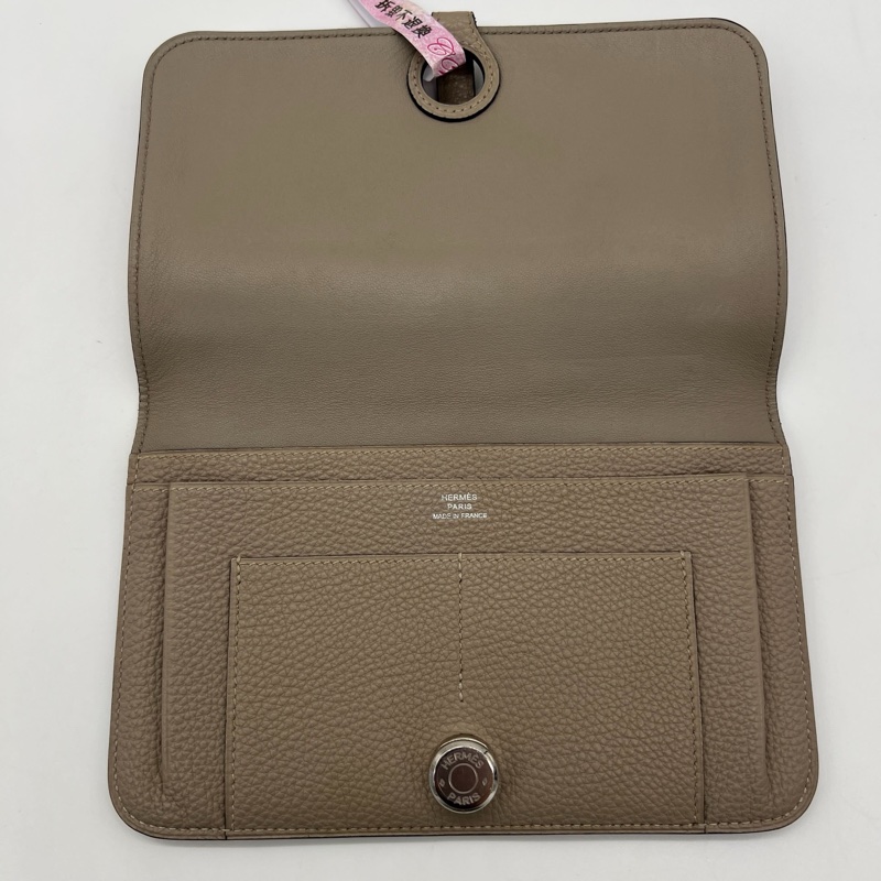【狀況良好】Hermes愛馬仕 Dogon Duo大象灰銀扣錢包有子袋 長夾財布-4
