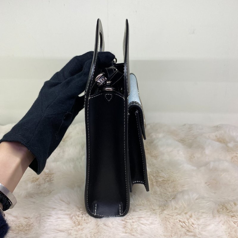 全新閒置品 BURBERRY Mini Pocket 拼色織布手提側背兩用包-3