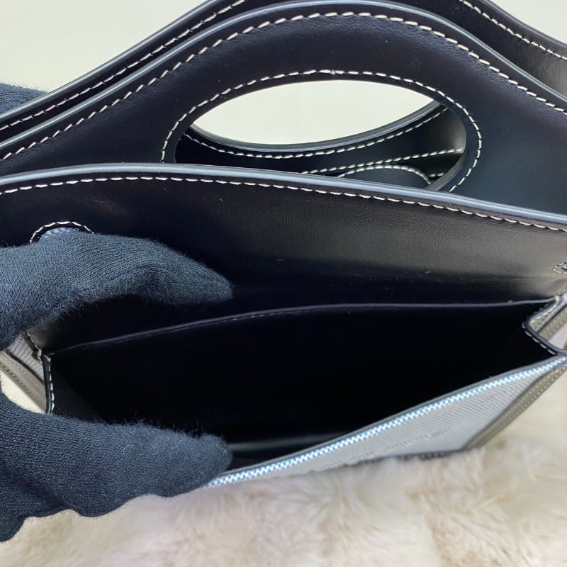 全新閒置品 BURBERRY Mini Pocket 拼色織布手提側背兩用包-11