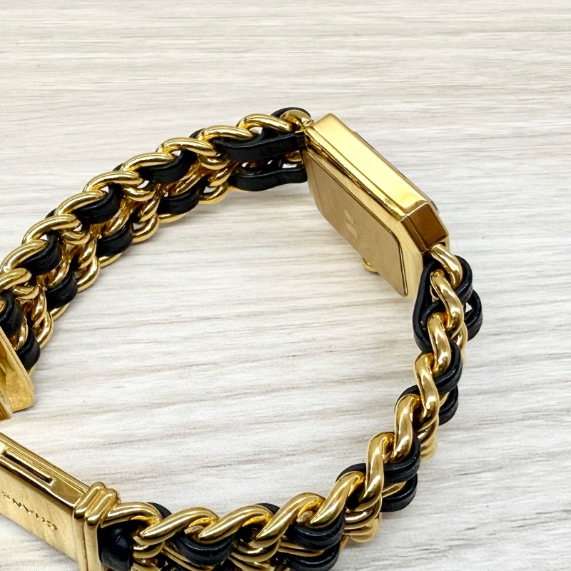 Chanel黑金M號Vintage Premiere皮穿鏈首映錶-13