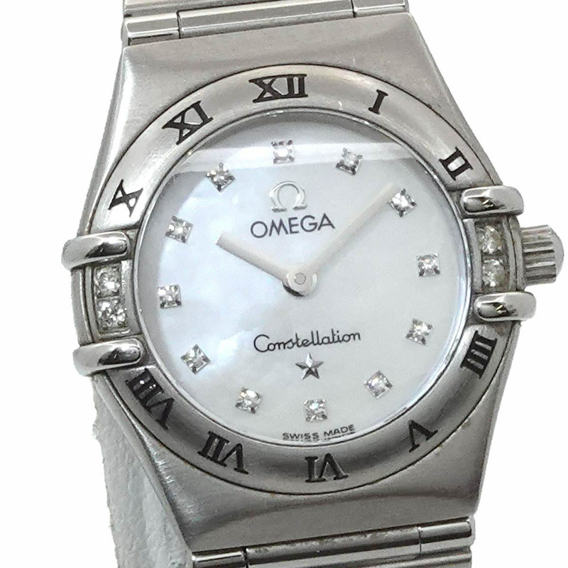 歐米茄星座系列迷你款 My Choice 1566 76 4P 鑲鑽錶圈女錶 12P 白色錶殼 石英錶-5