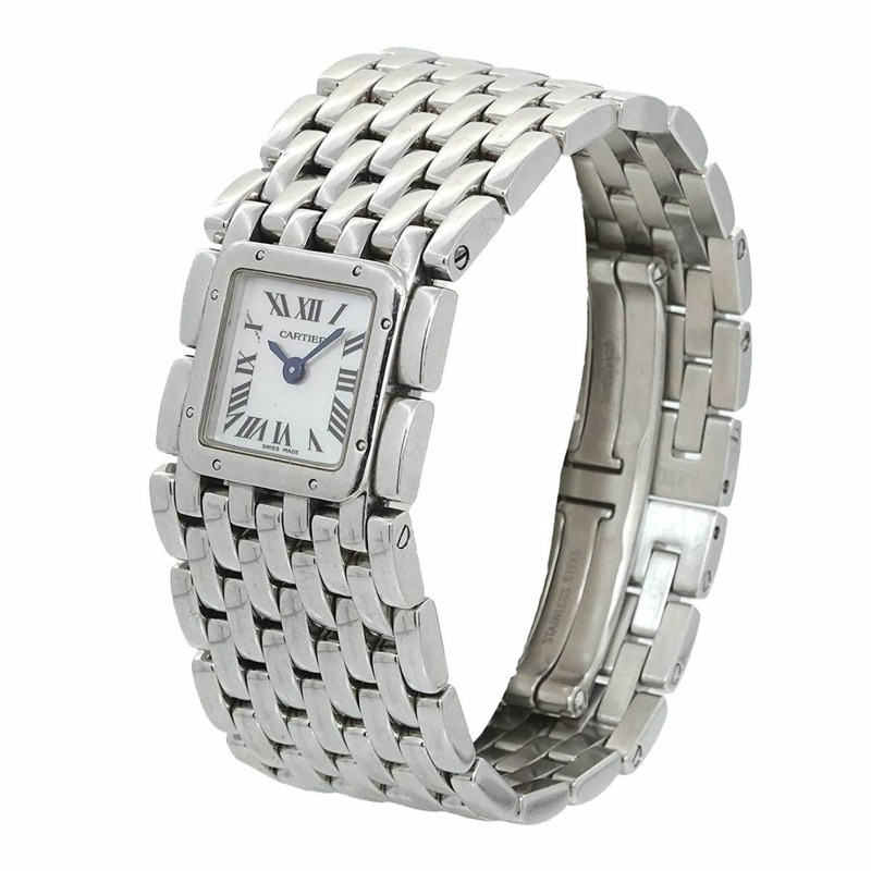 卡地亞 Panthere Ruban W61001T9 女士白色貝殼石英腕錶-1