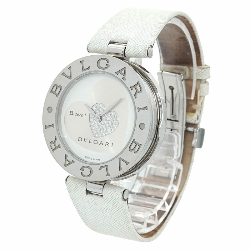 寶格麗 B-zero 1 雙心 BZ35S 女士鑽石銀色石英腕錶-1