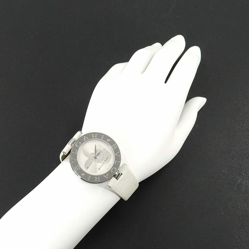 寶格麗 B-zero 1 雙心 BZ35S 女士鑽石銀色石英腕錶-2