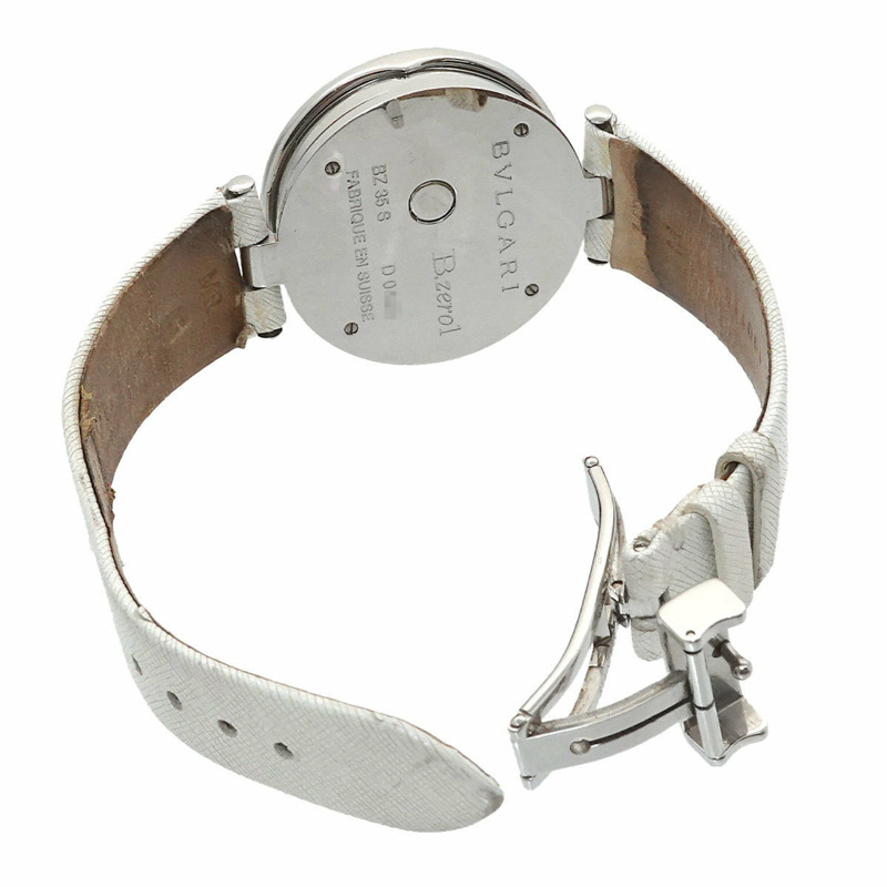 寶格麗 B-zero 1 雙心 BZ35S 女士鑽石銀色石英腕錶-3