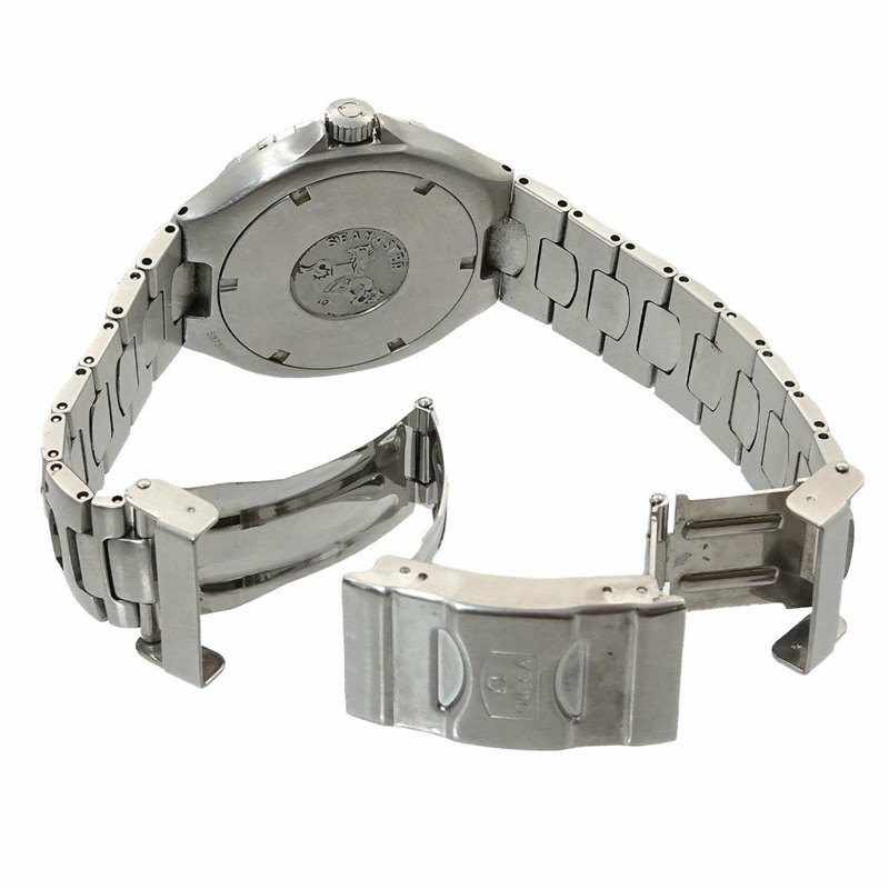 歐米茄海馬系列專業200公尺男士腕錶 396 1052 日期顯示 黑色石英錶-3