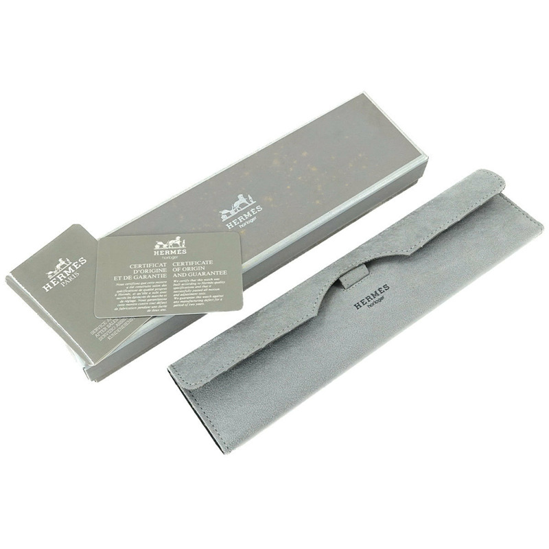 愛馬仕 Medor 女士金字塔金鉚釘腕錶，白色和棕色皮革錶帶，石英機芯-1