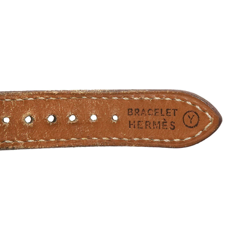 愛馬仕 Medor 女士金字塔金鉚釘腕錶，白色和棕色皮革錶帶，石英機芯-6