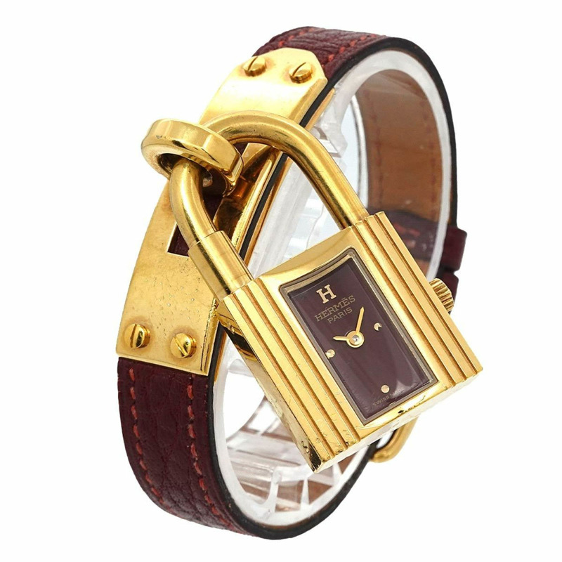 愛馬仕 Kelly 女士腕錶，波爾多紅石英錶，附 Cadena 錶鍊-2