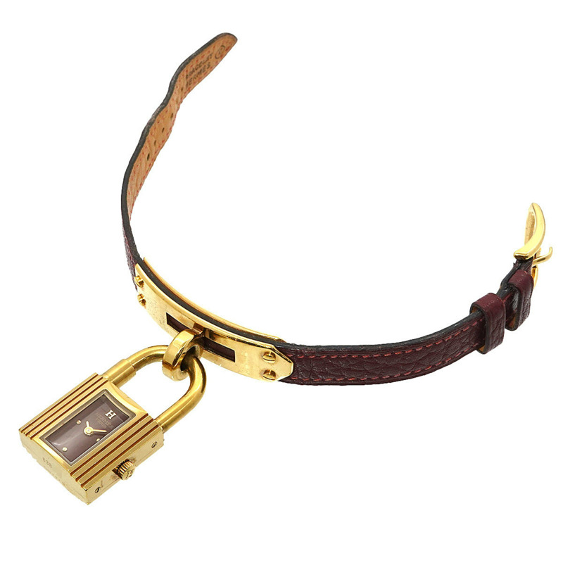 愛馬仕 Kelly 女士腕錶，波爾多紅石英錶，附 Cadena 錶鍊-4