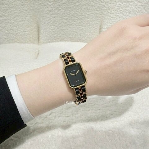 CHANEL 黑金L號皮穿鍊vintage首映錶